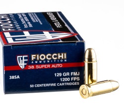 50 Rounds of .38 Super Ammo by Fiocchi - 129gr FMJ